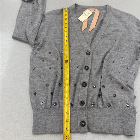 Stylish Gray Cardigan with Beaded Details - Picture 10 of 10